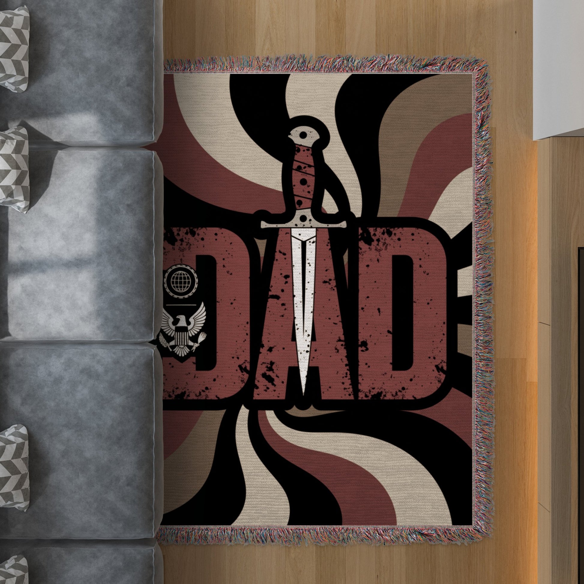 Unique Dad Design Swirl Pattern Woven Blanket product