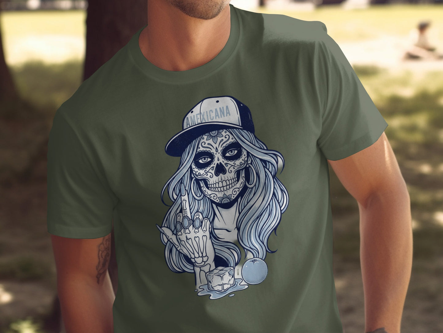 Americana Skull Woman Graphic T-Shirt Bold Statement