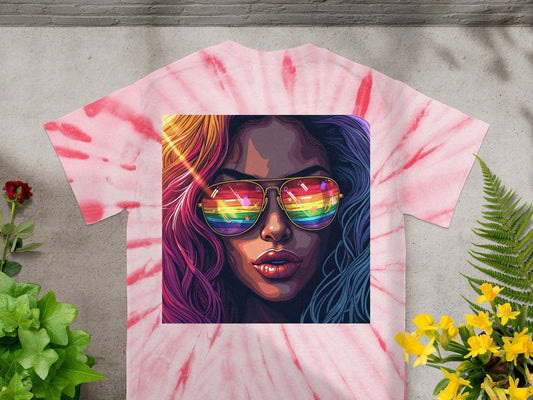 Vibrant Rainbow Sunglasses on Tie-Dye Design Shirt product