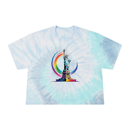 Pride corp tee Women’s Tie-Dye Crop Tee with Liberty Design - Trendy and Stylish Summer Top