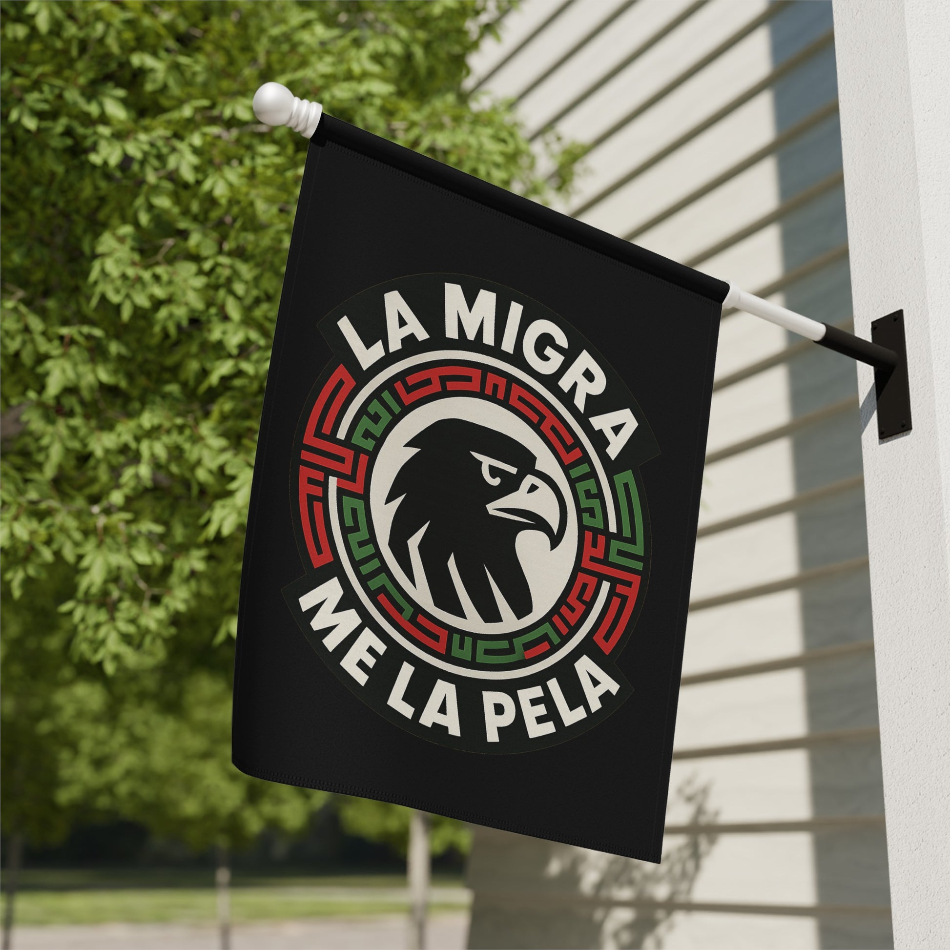 La Migra Me La Pela Bold Patriotic Statement Flag