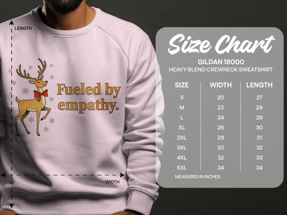 Fueled by Empathy Reindeer Design Sweatshirt