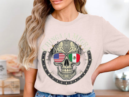 Chinga La Migra Skull Graphic Tee Shirt product type
