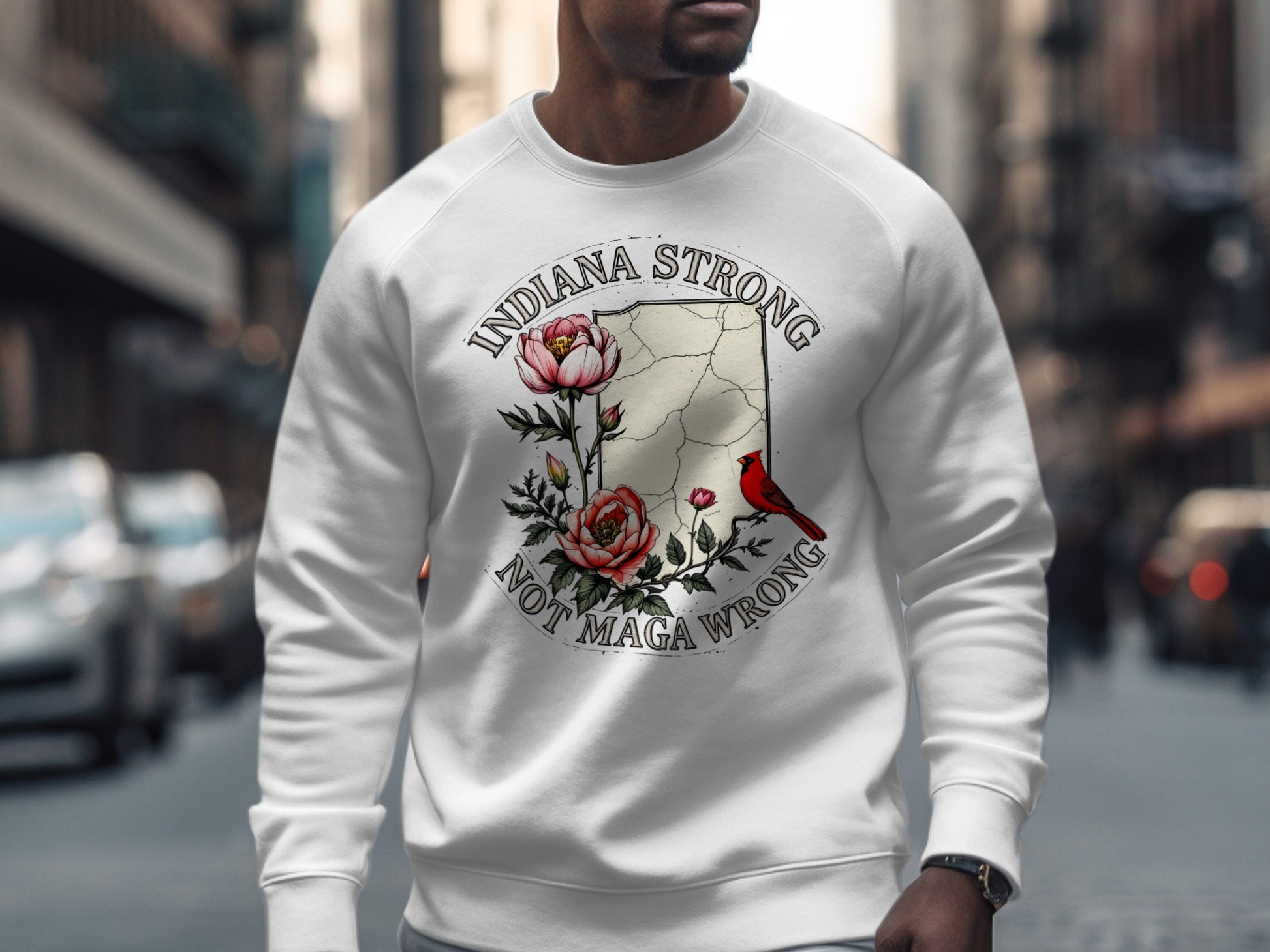 Indiana Strong Not Maga Wrong Graphic Sweatshirt