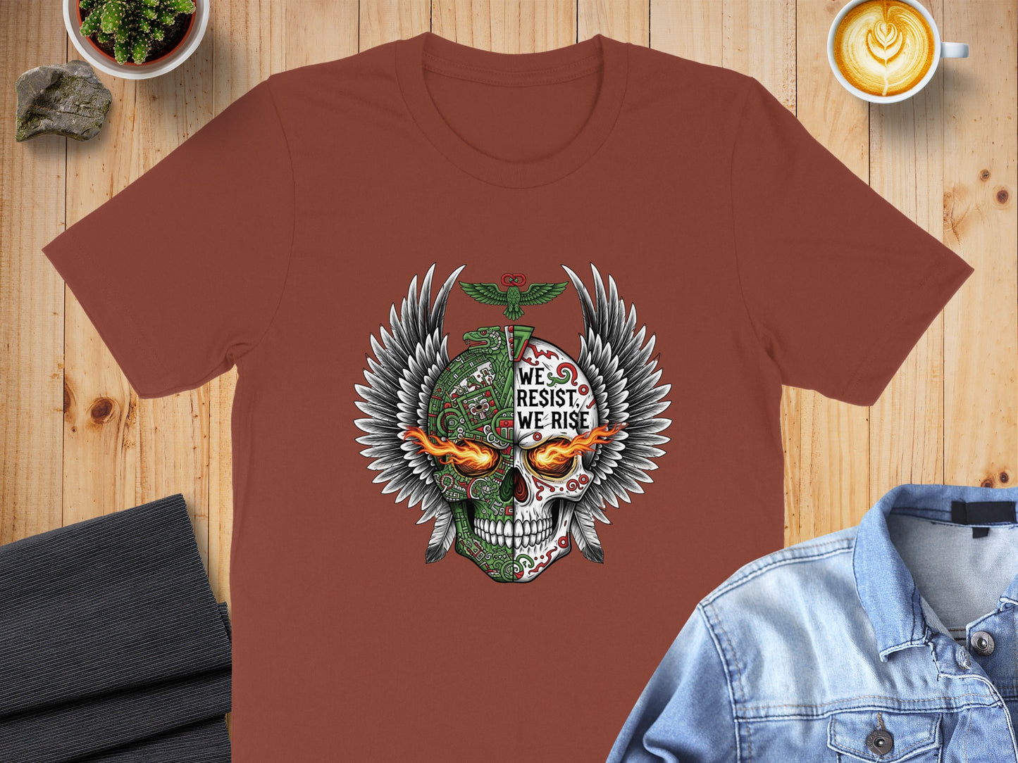 We Resist We Rise Winged Skull Design product