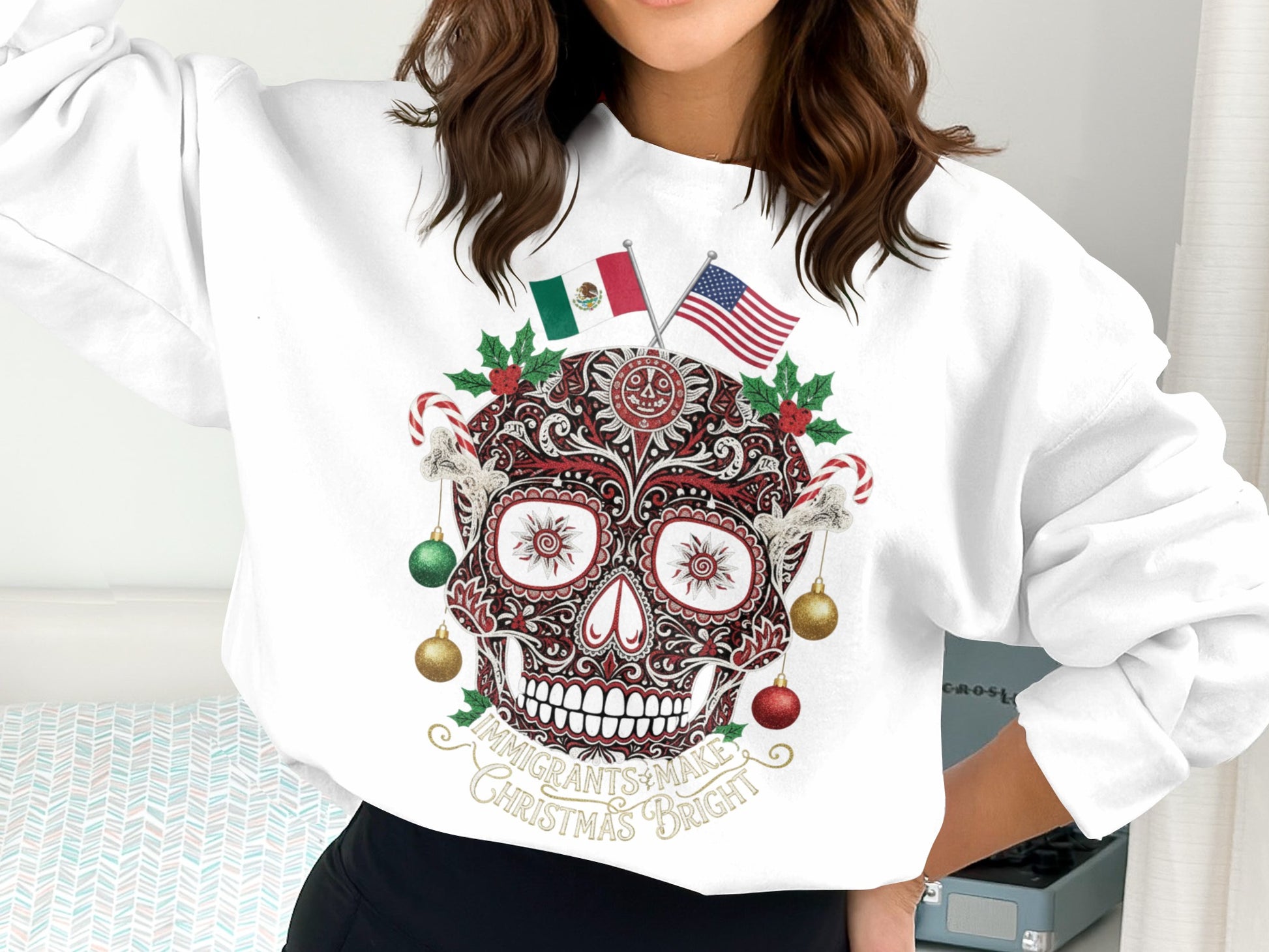 Merry Christmas Skull Print Unisex Sweatshirt