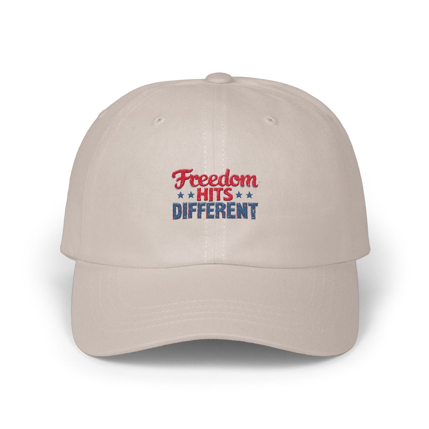 Freedom Hits Different Text Embroidered Hat product