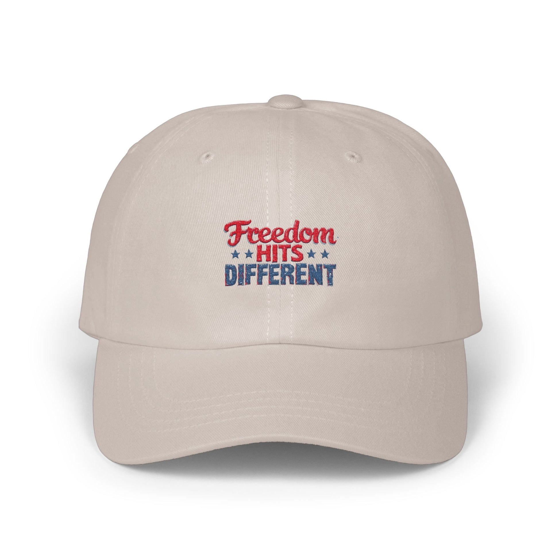 Freedom Hits Different Text Embroidered Hat product