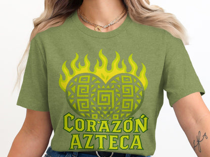 Corazón Azteca Graphic Print Green T-Shirt product type