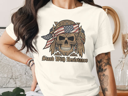 Stand With Resistance Skull Design T-Shirt
