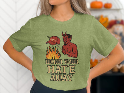 Warm Your Hate Away Devil Graphic T-shirt product