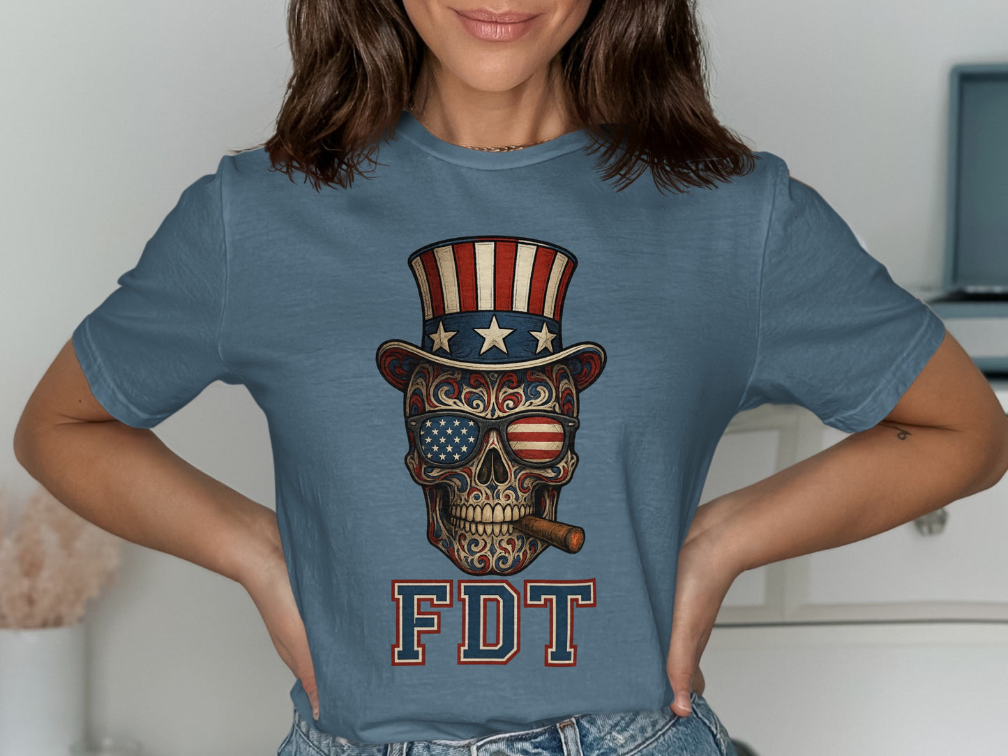 Patriotic Skull Design FDT Printed T-Shirt product