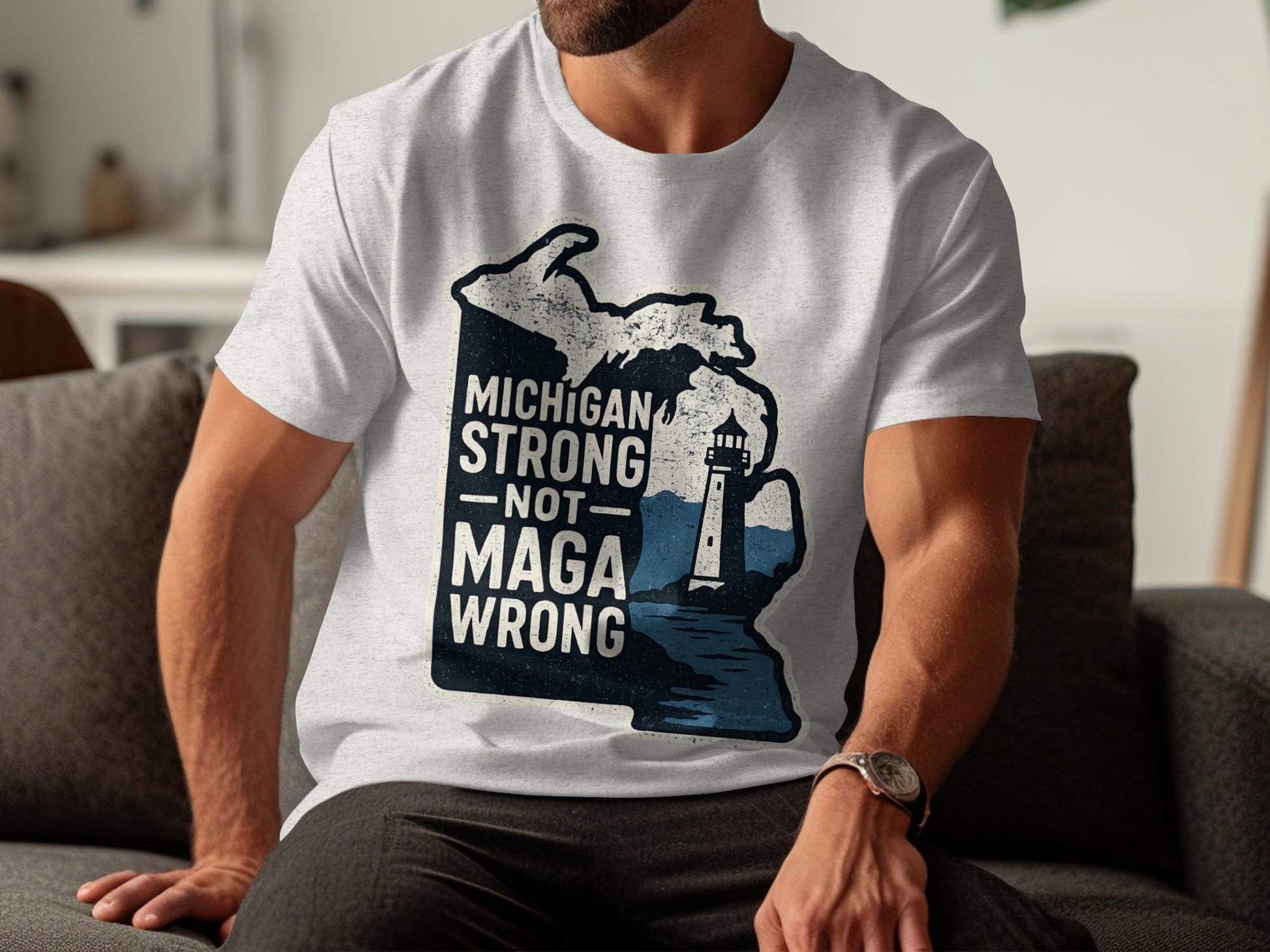 Michigan Strong Not Maga Wrong graphic product type