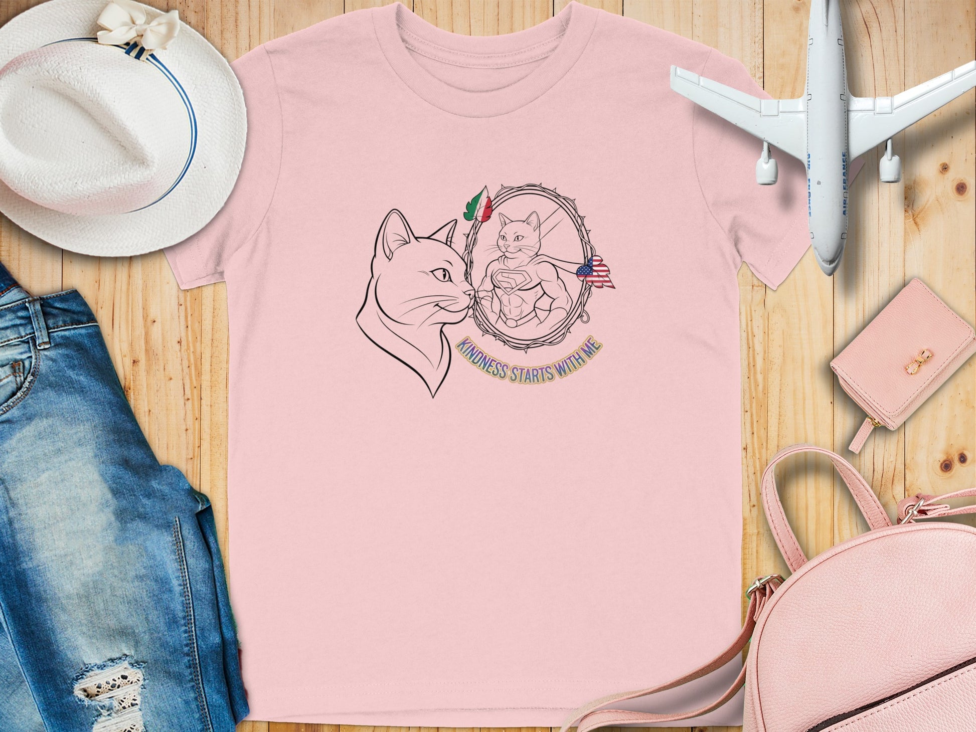 Kindness Starts With Me Cat Design T-Shirt