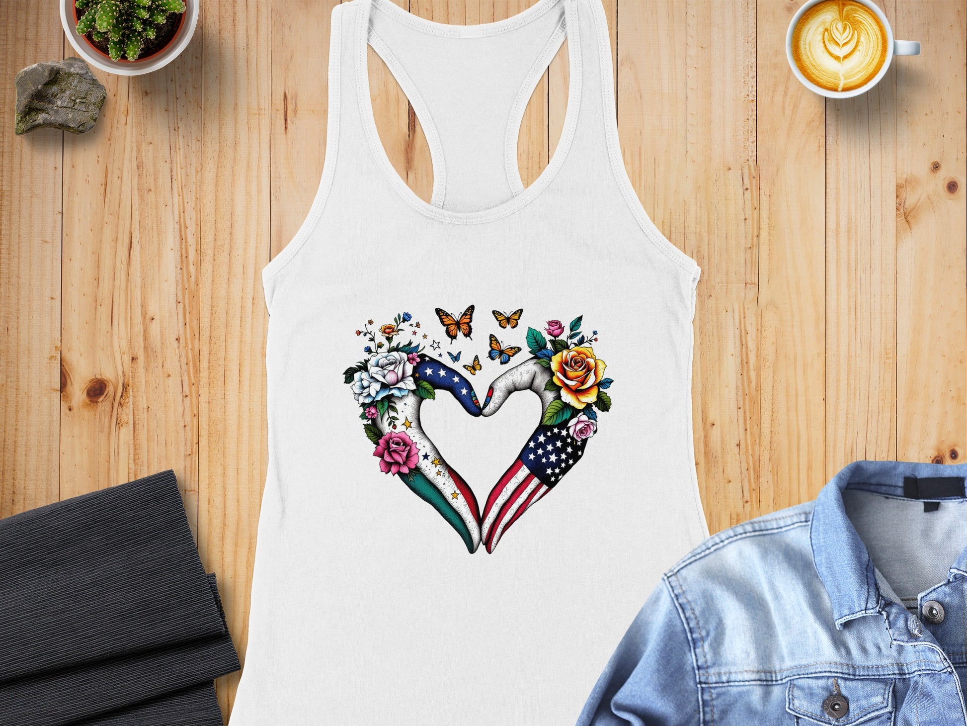Heart Shaped Flag And Floral Print Tank Top Product