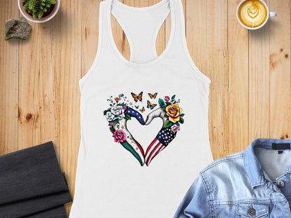 Heart Shaped Flag And Floral Print Tank Top Product