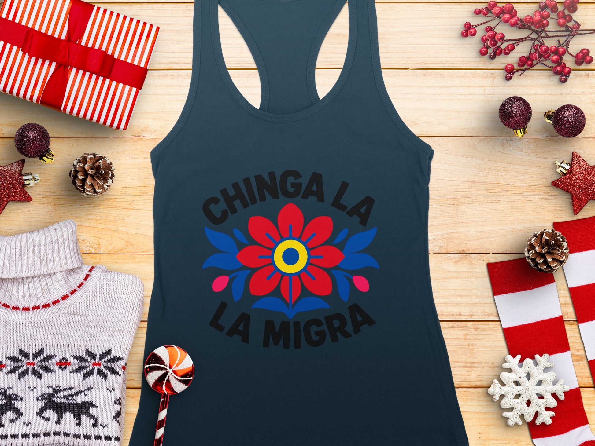 CHINGA LA MIGRA Colorful Flower Design Tank Top