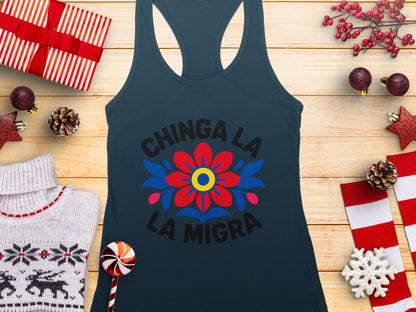 CHINGA LA MIGRA Colorful Flower Design Tank Top