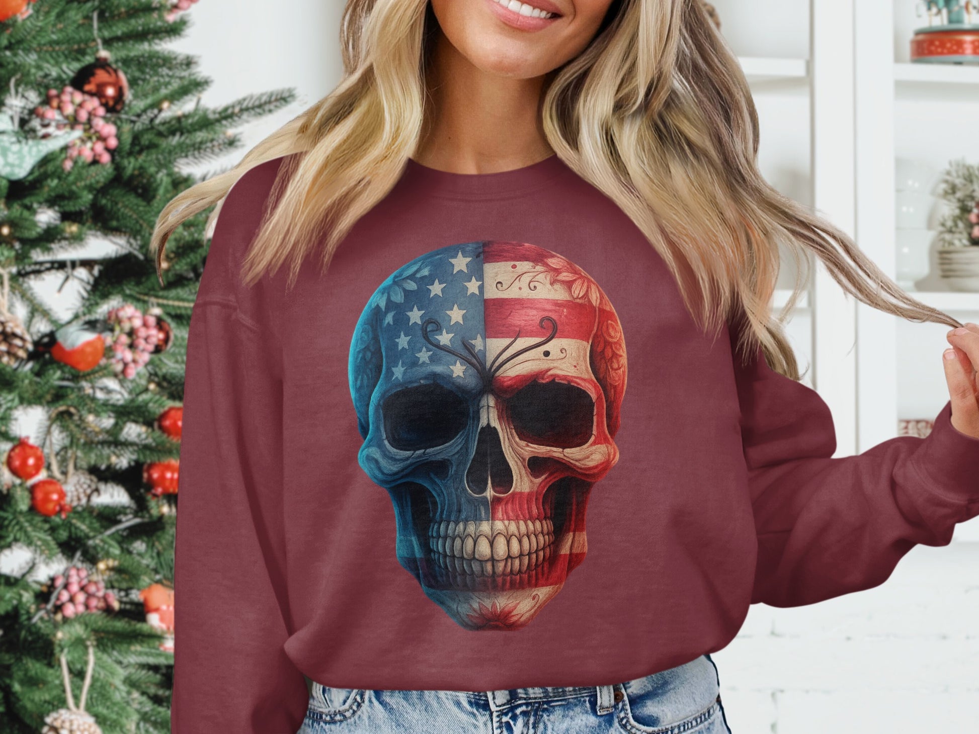 American Flag Skull Design Sweatshirt product