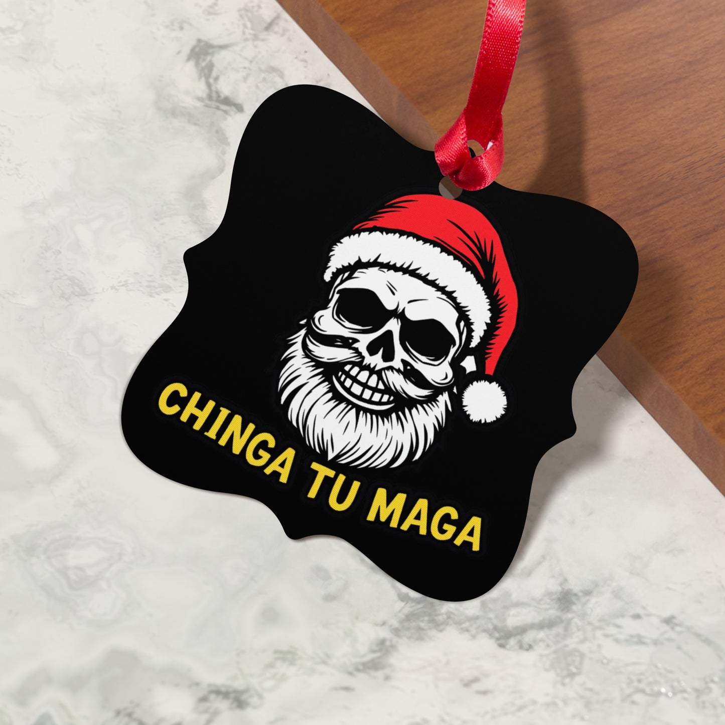 Skull with Santa Hat Decoration Holiday Gift