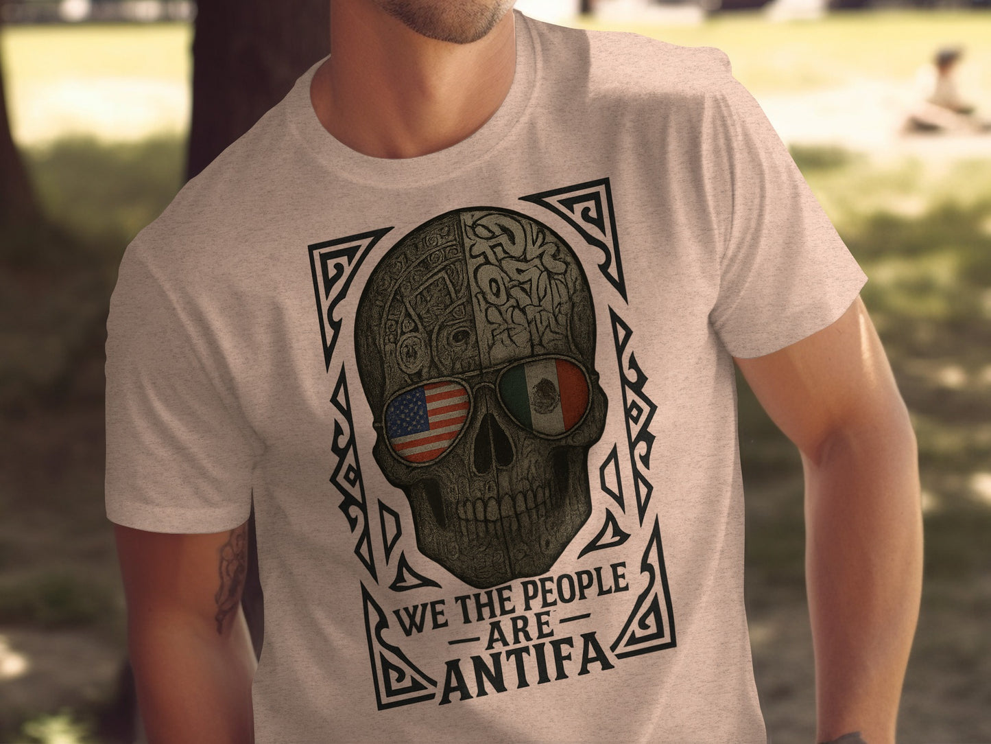 We The People Are Antifa Skull Design T-Shirt