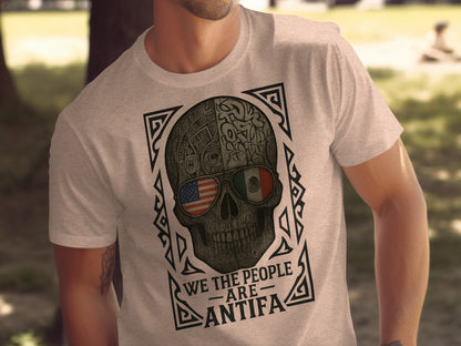 We The People Are Antifa Skull Design T-Shirt