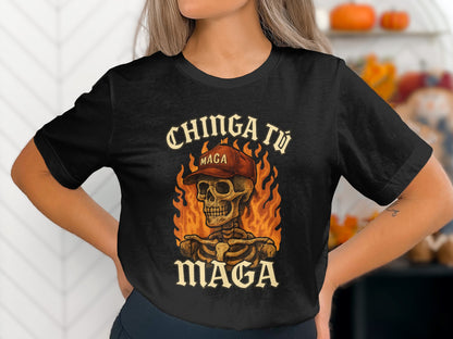 Chinga Tu MAGA Skull Graphic Tee Embroidered Shirt product