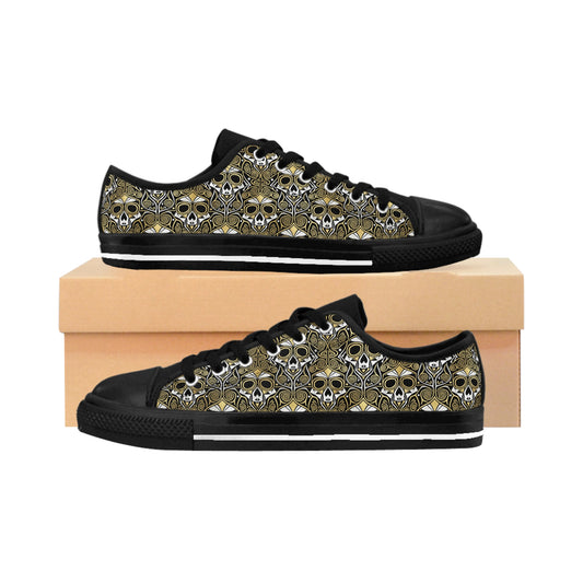 Gothic Skull Pattern Women's Sneakers | Edgy Footwear, Unique Fashion, Casual Shoes, Halloween Style, Gift for Her