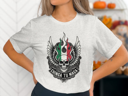 Mexican Skull Design Graphic Tee for Casual Outfits