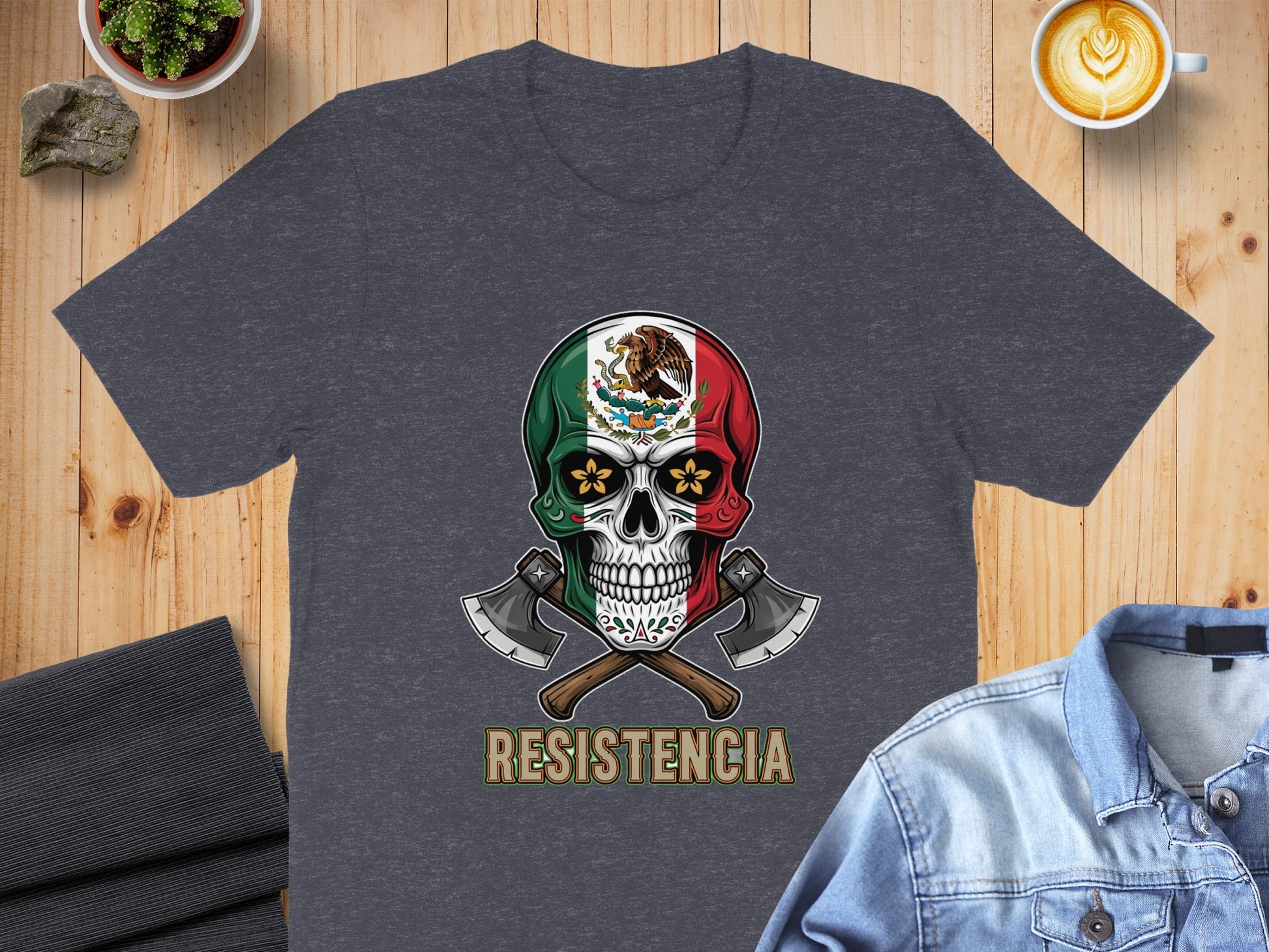 Resistencia Skull with Axes Mexican Flag Design Shirt product type