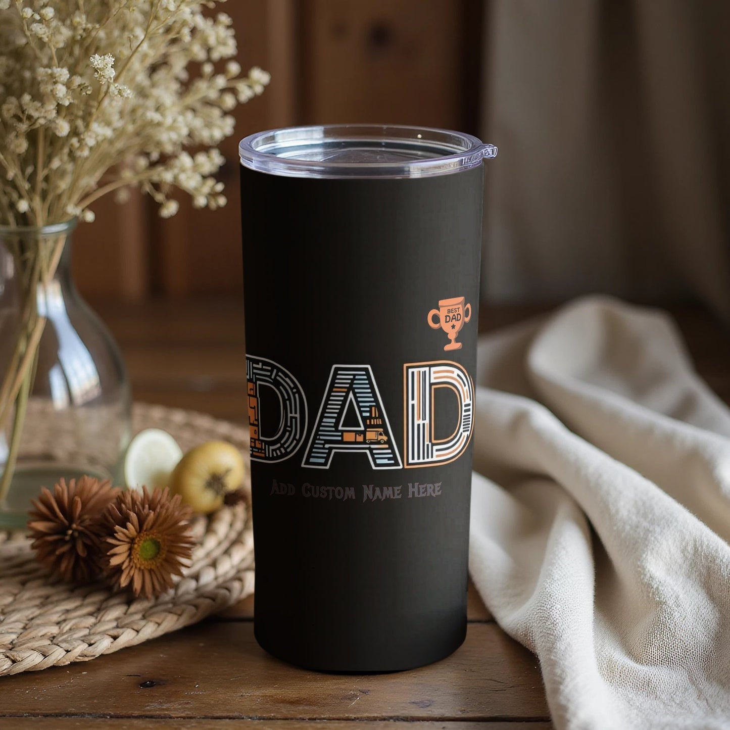 Customizable Dad Tumbler With Trophy Design product