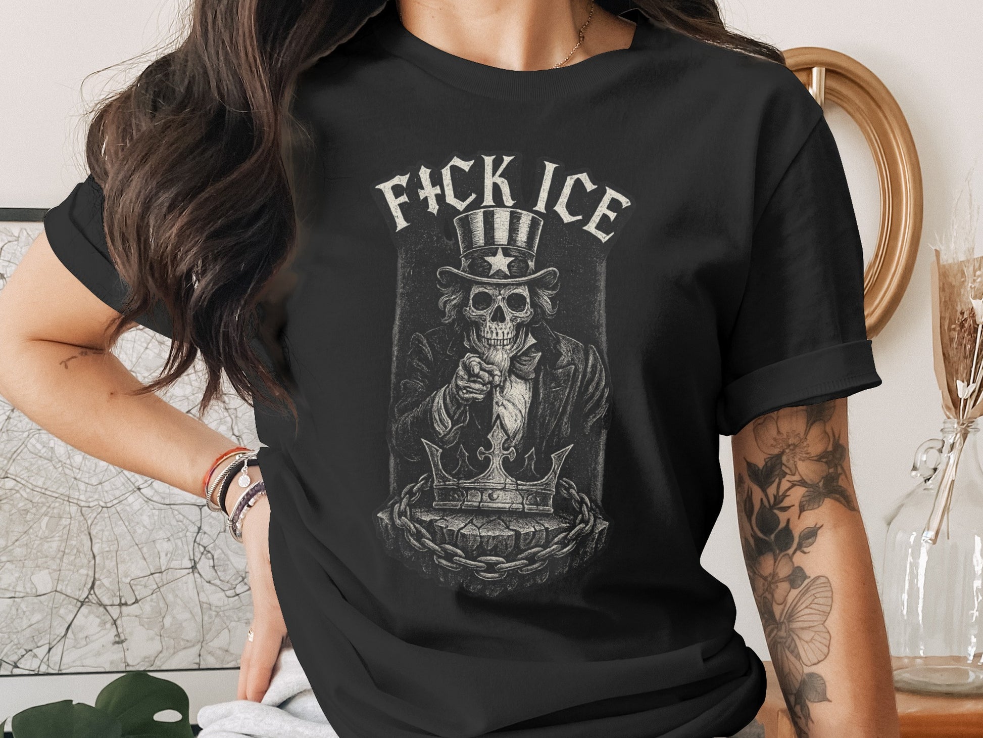 Edgy Graphic Shirt with Skeleton Design T-shirt Product