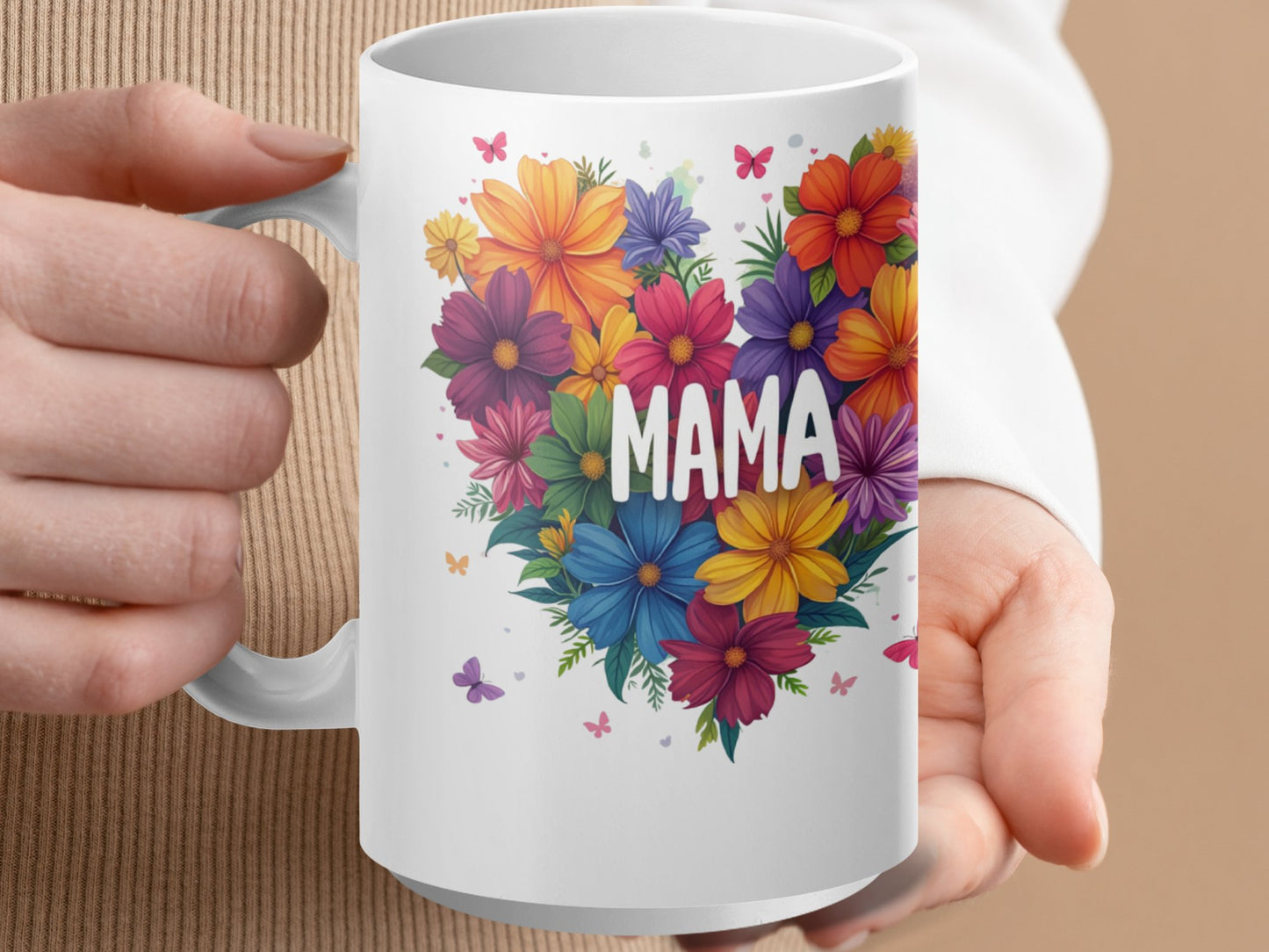Colorful Floral Heart Design MAMA Mug product type
