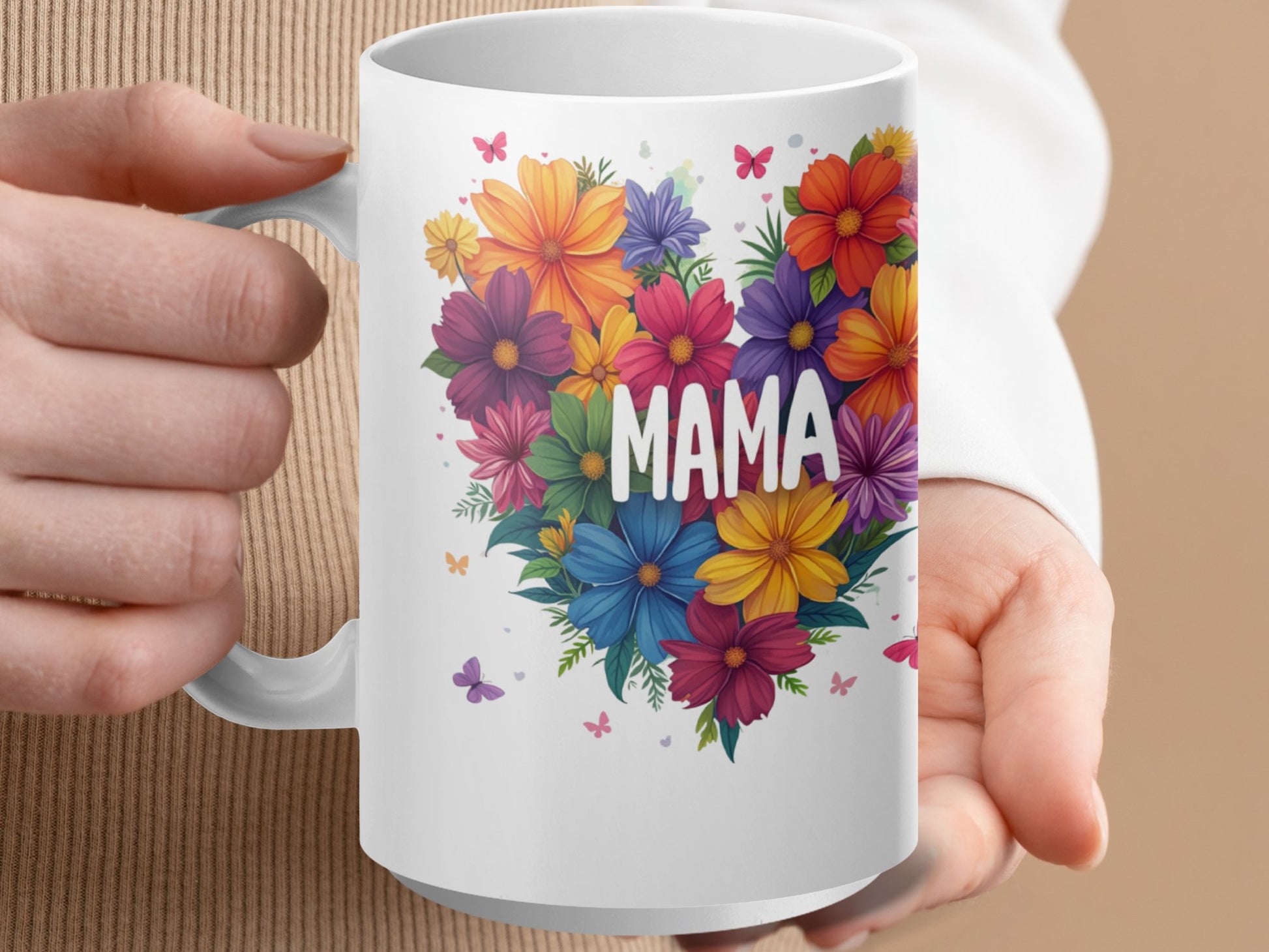 Colorful Floral Heart Design MAMA Mug product type