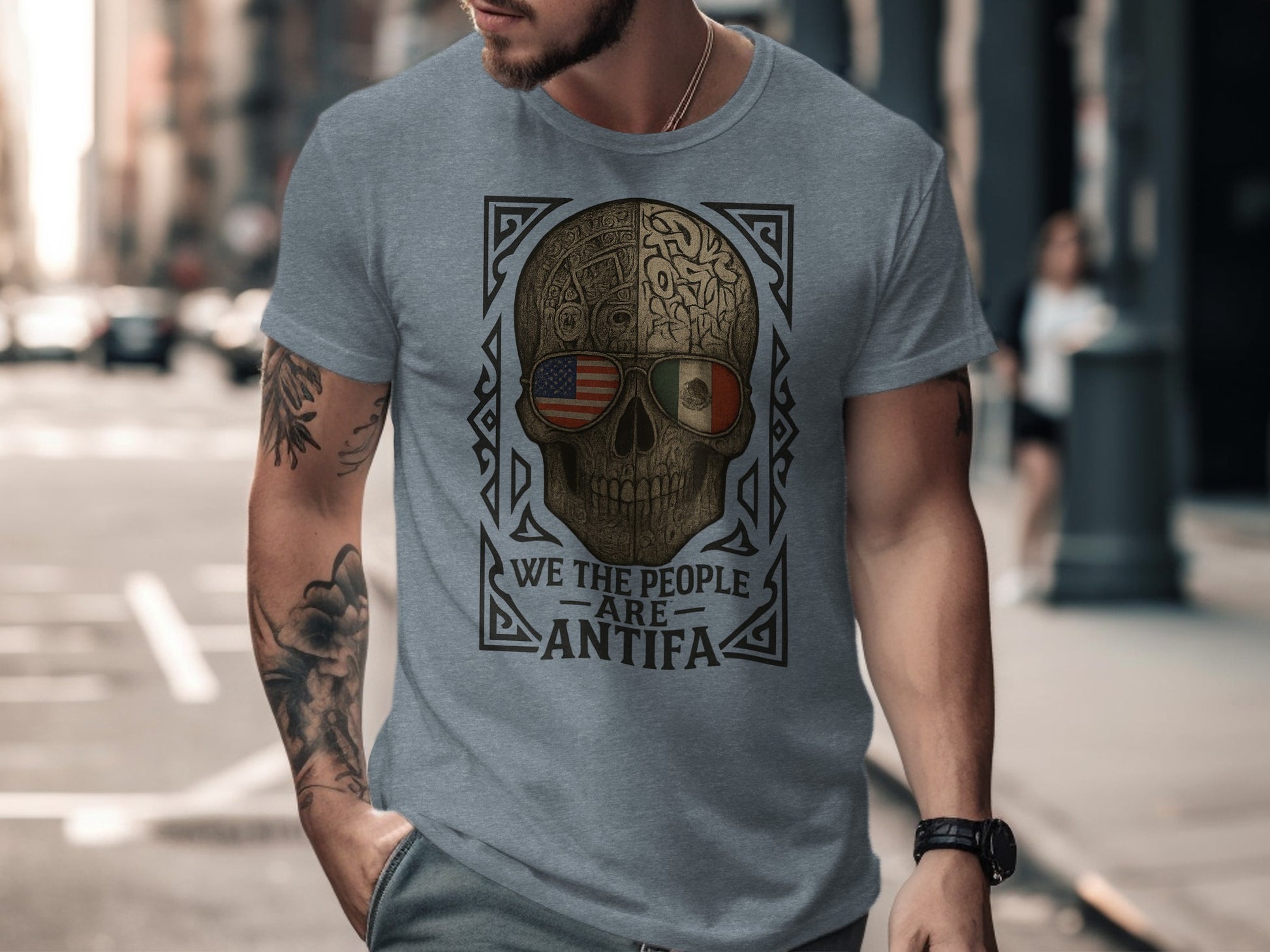 We The People Are Antifa Skull Design T-Shirt
