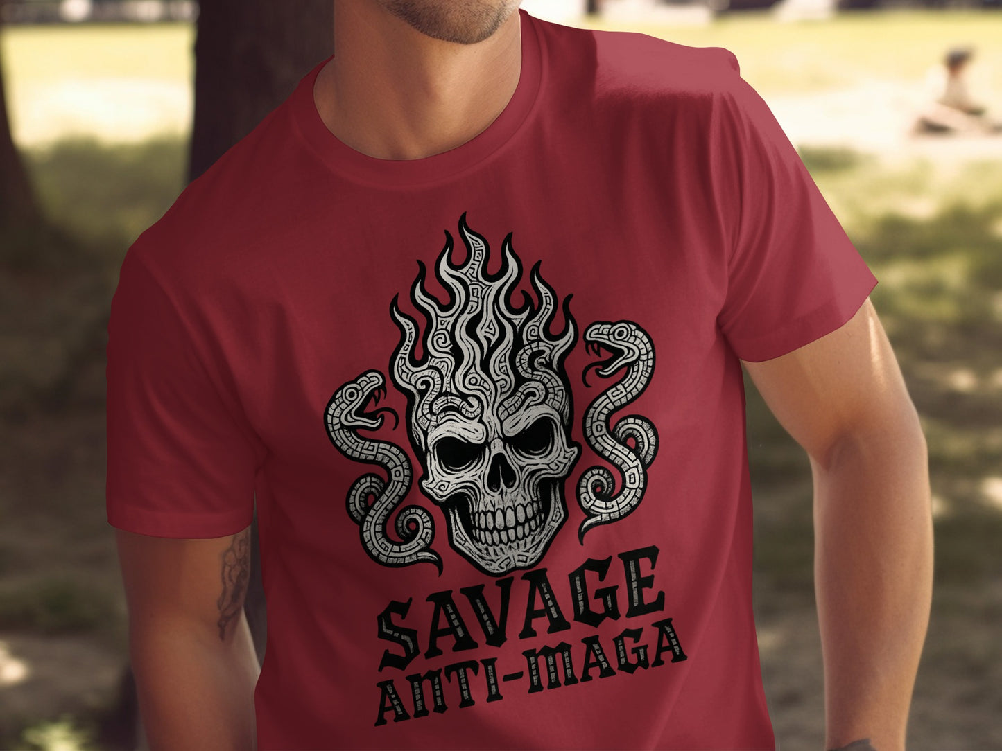 Savage Anti-MAGA Skull and Snakes T-shirt