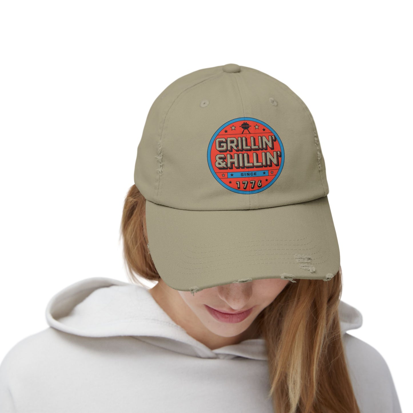 Grillin' Shillin' Unisex Distressed Cap - Casual Outdoor Hat for BBQ Lovers