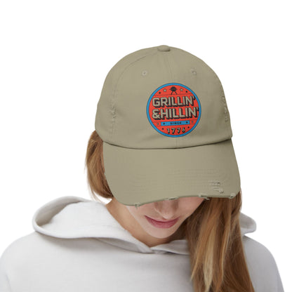 Grillin' Shillin' Unisex Distressed Cap - Casual Outdoor Hat for BBQ Lovers