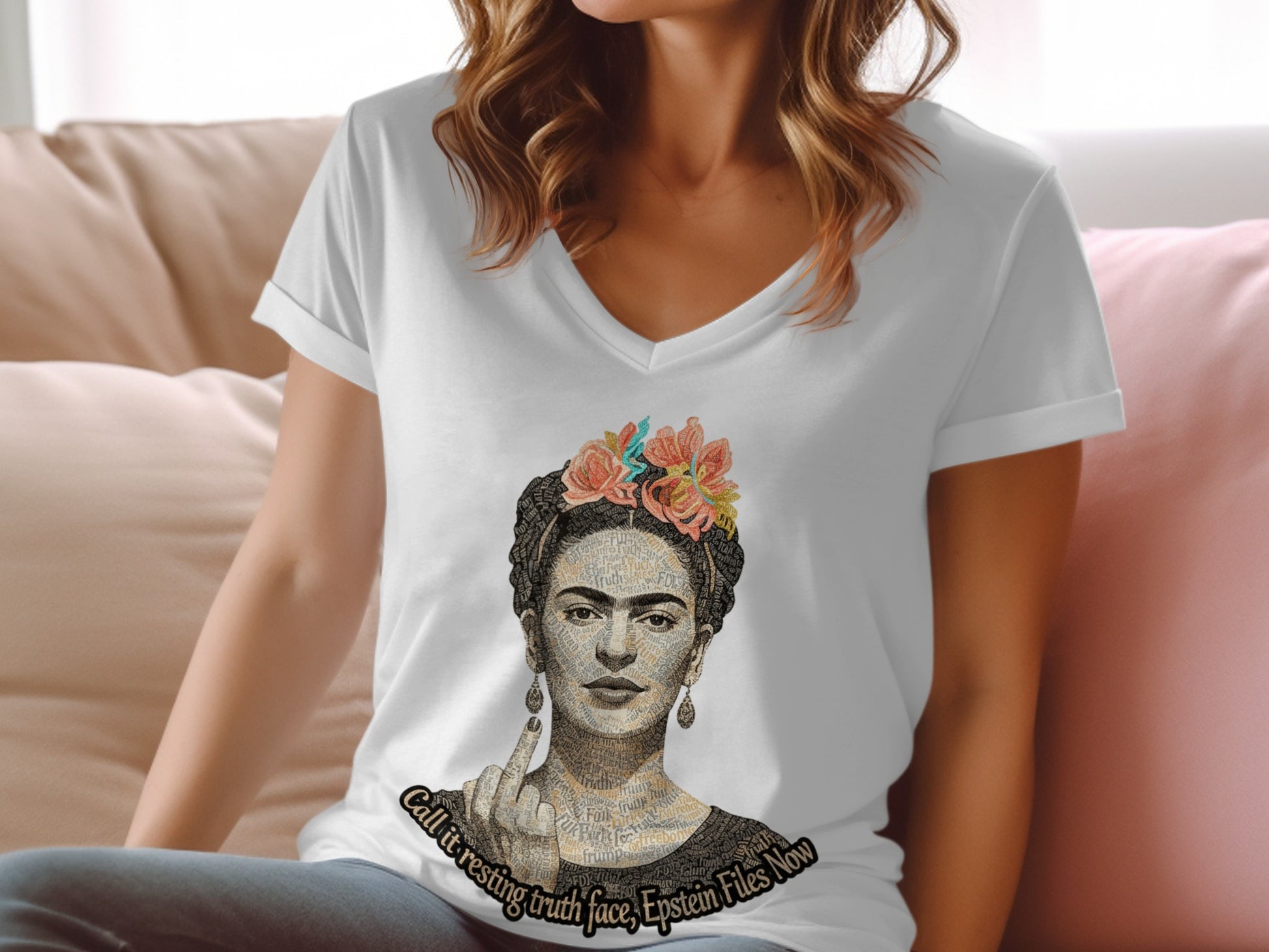 Frida Kahlo Graphic Tee With Floral Headband Design
