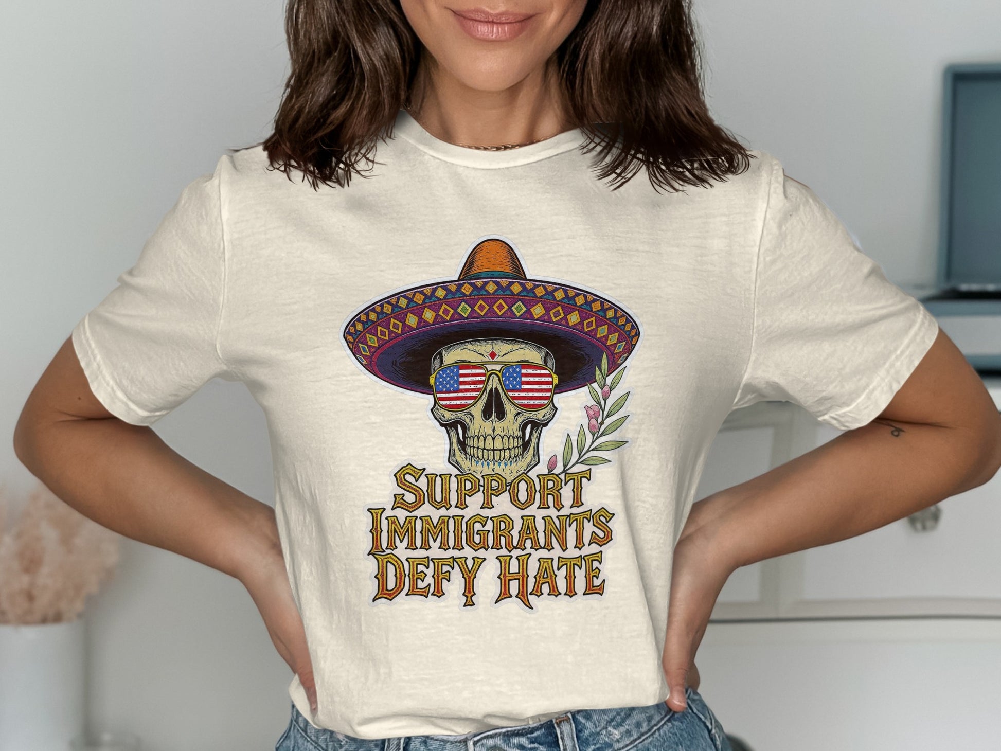 Support Immigrants Defy Hate Graphic T-Shirt product type