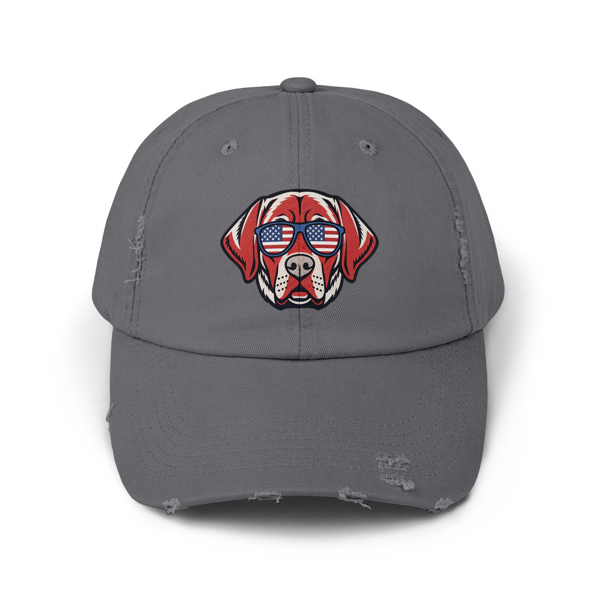 Patriotic Dog Embroidered Design on Casual Hat product
