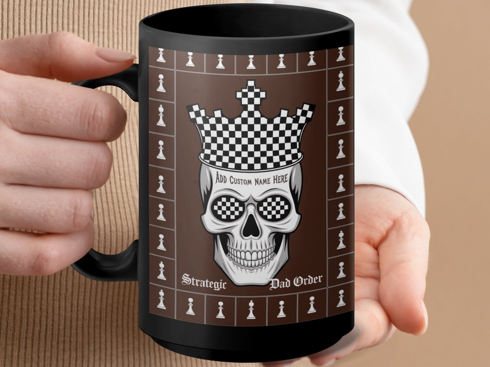Chess Skull Customizable Black Mug product