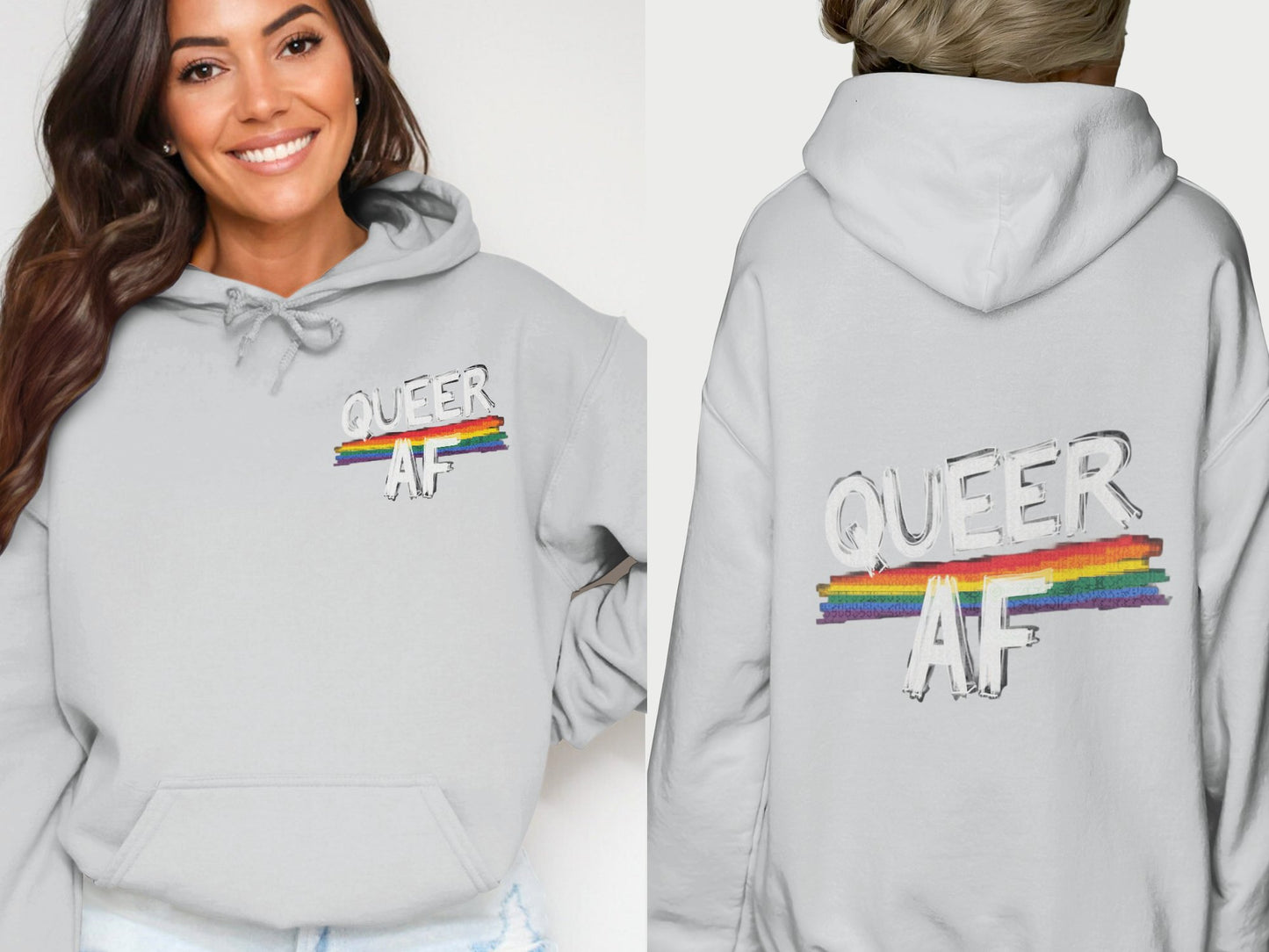 Queer AF Rainbow Hooded Sweatshirt Pride product