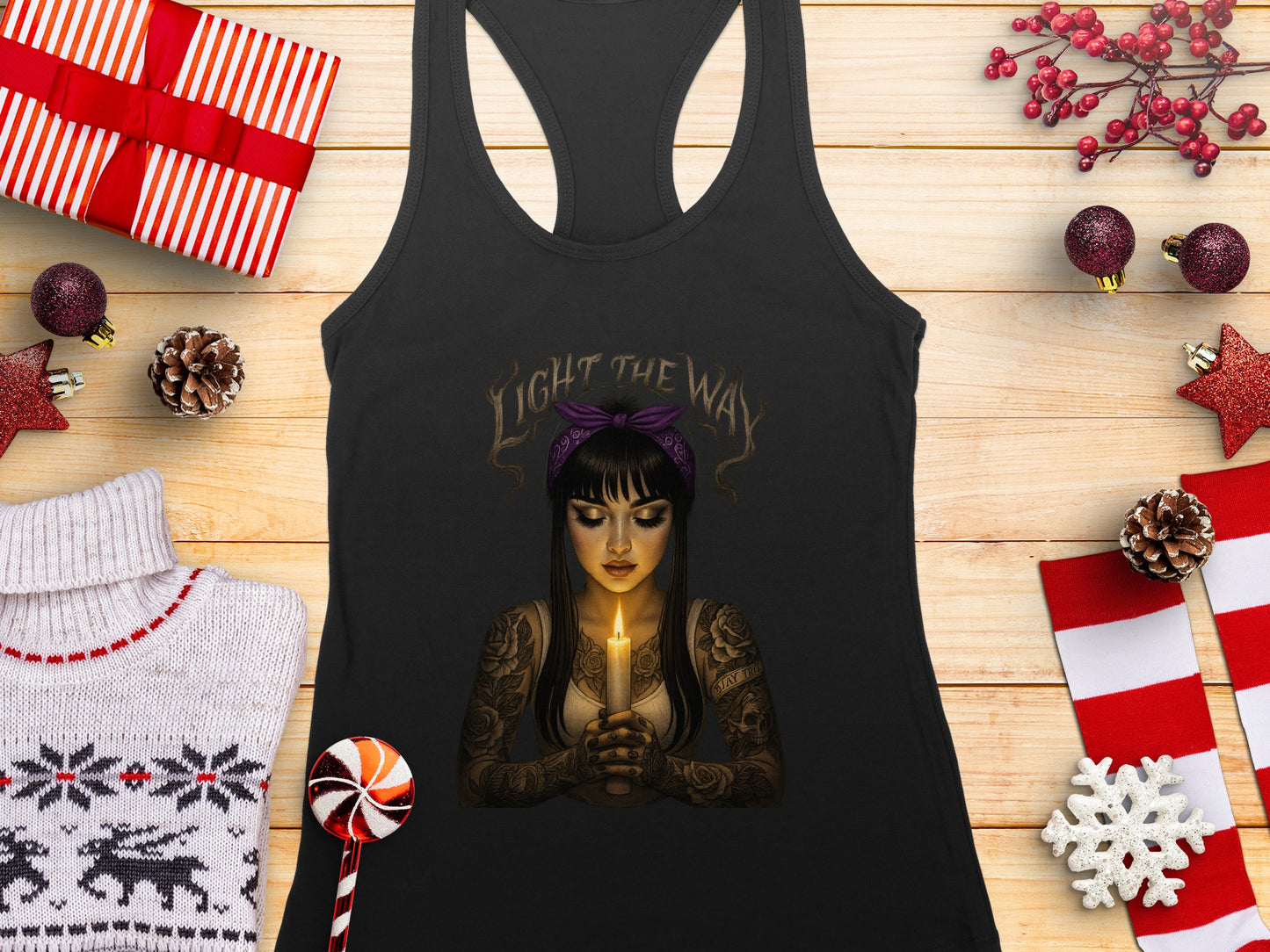 Light The Way Tank Top Floral Ornaments