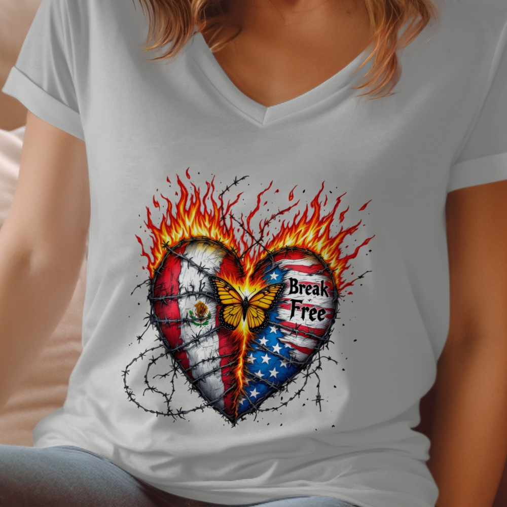 Break Free Heart Butterfly Flame Graphic T-shirt product