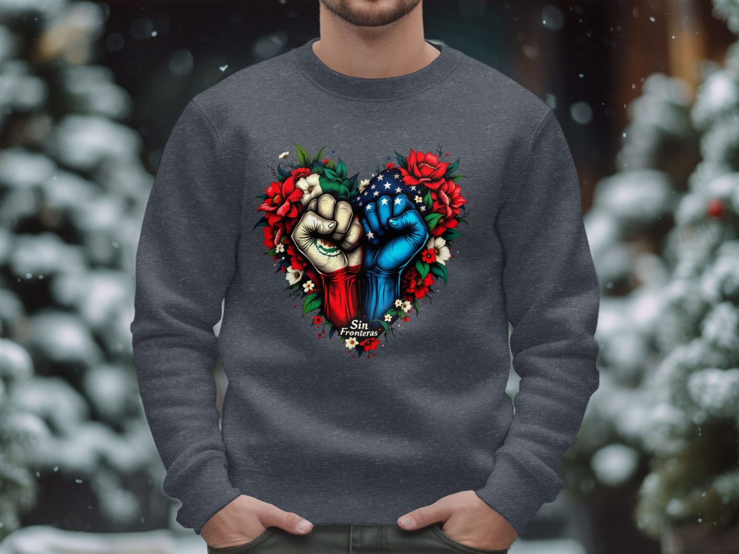 Heart Shaped Hands Fist Flowers Sin Fronteras product type