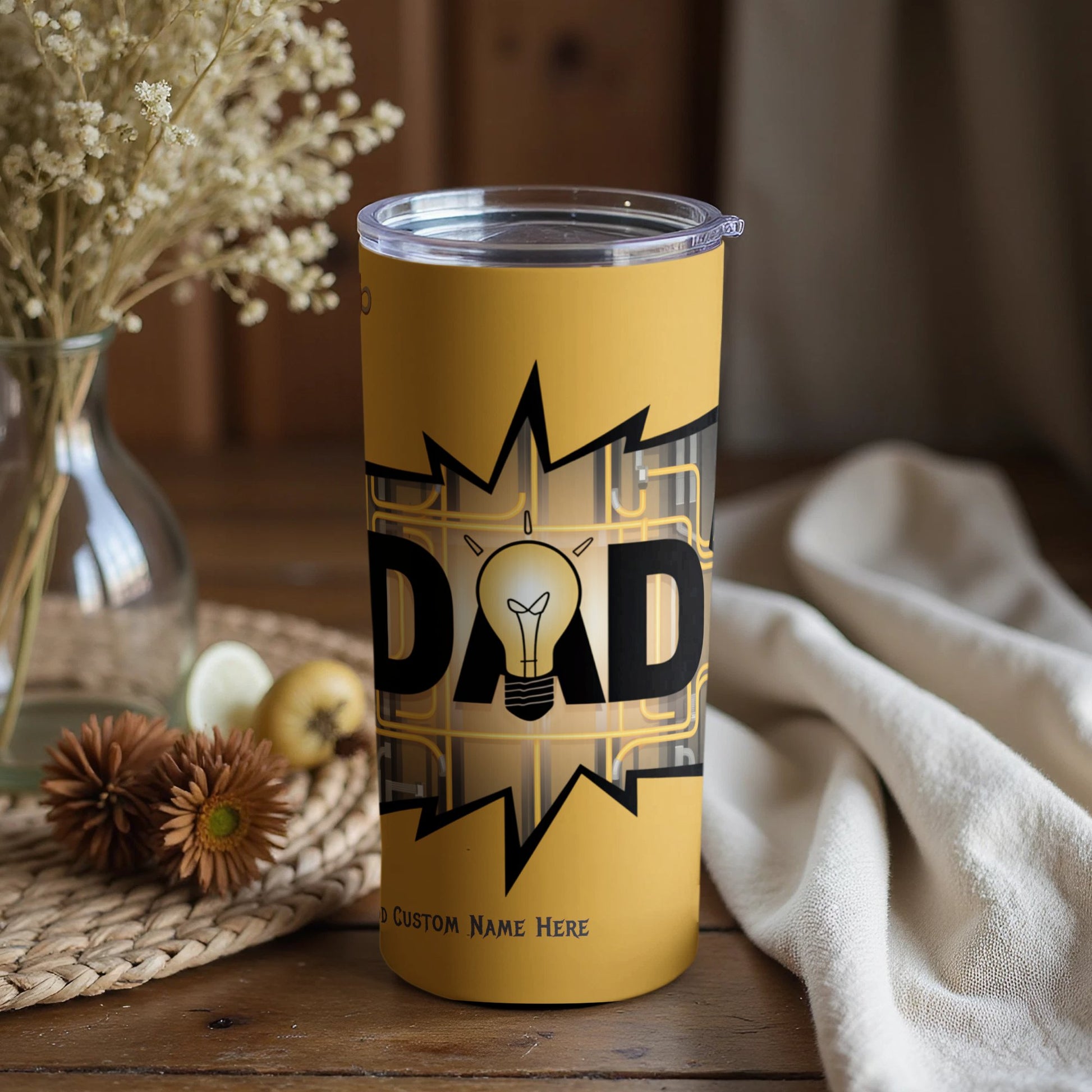 Personalized DAD Light Bulb Graphic Tumbler product