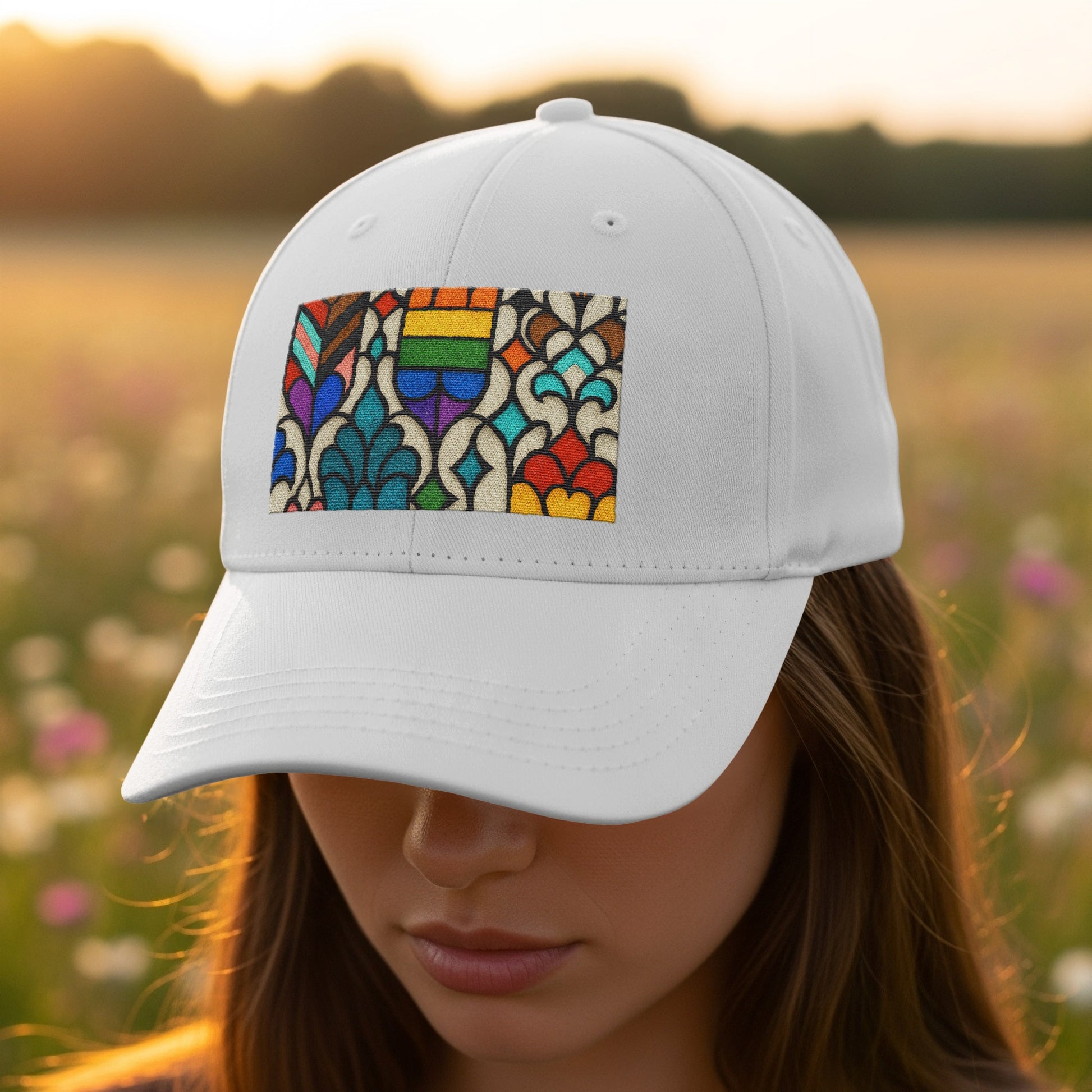 Vibrant Floral Art Design on White Cap product