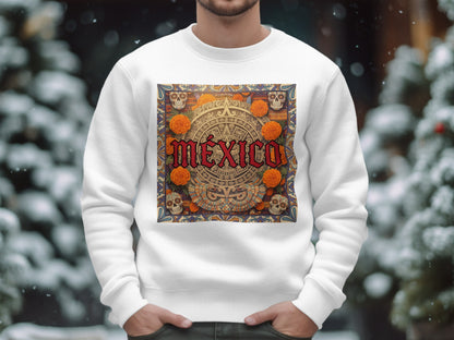 Mexico Day of the Dead themed white sweatshirt product