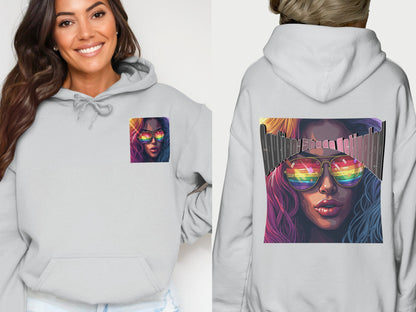 Fashionable Hoodie With Colorful Artistic Graphic Design product type
